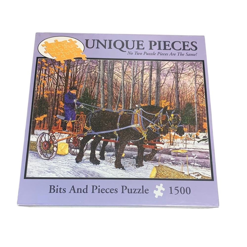 WORK HORSES LUMBERING THELMA WINTER 1500 Piece Puzzle Bits And Pieces NEW